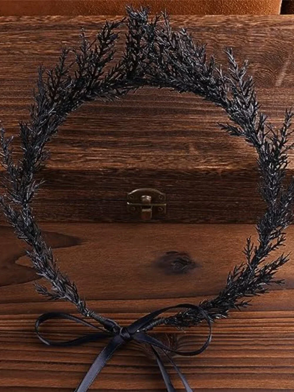 Handmade Gothic Black Flower Crown Elf Dark Headband Fairy Woodland Forest